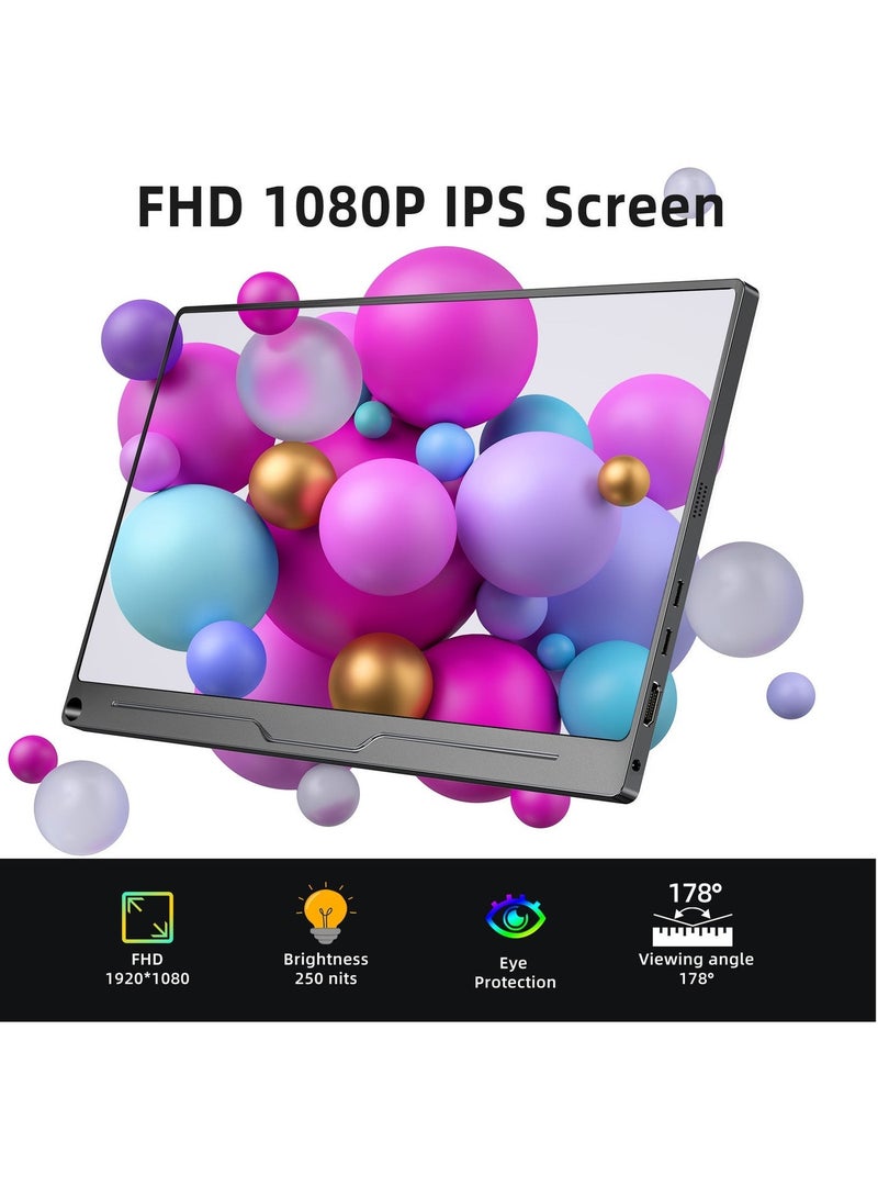 UPERFECT 15.6 Inch Black Portable Monitor  Full HD IPS Screen 1920 x 1080 with HDMI USB C for Laptop PC Mobile Phone PS4/5 Switch with Protective Case VESA Compatible - Image 2